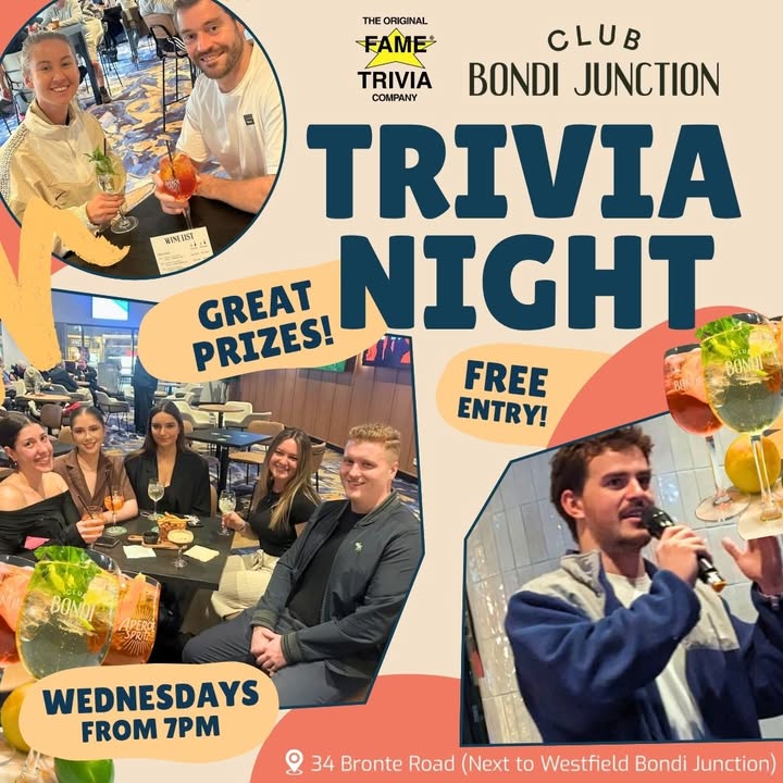 Featured image for “Wednesday Trivia Night: $10 Spritzes, Prizes & Fun at Club Bondi Junction”