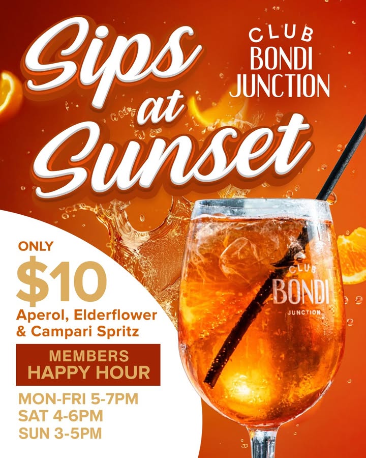Featured image for “$10 Spritzes: Happy Hour 5-7pm at Club Bondi Junction”