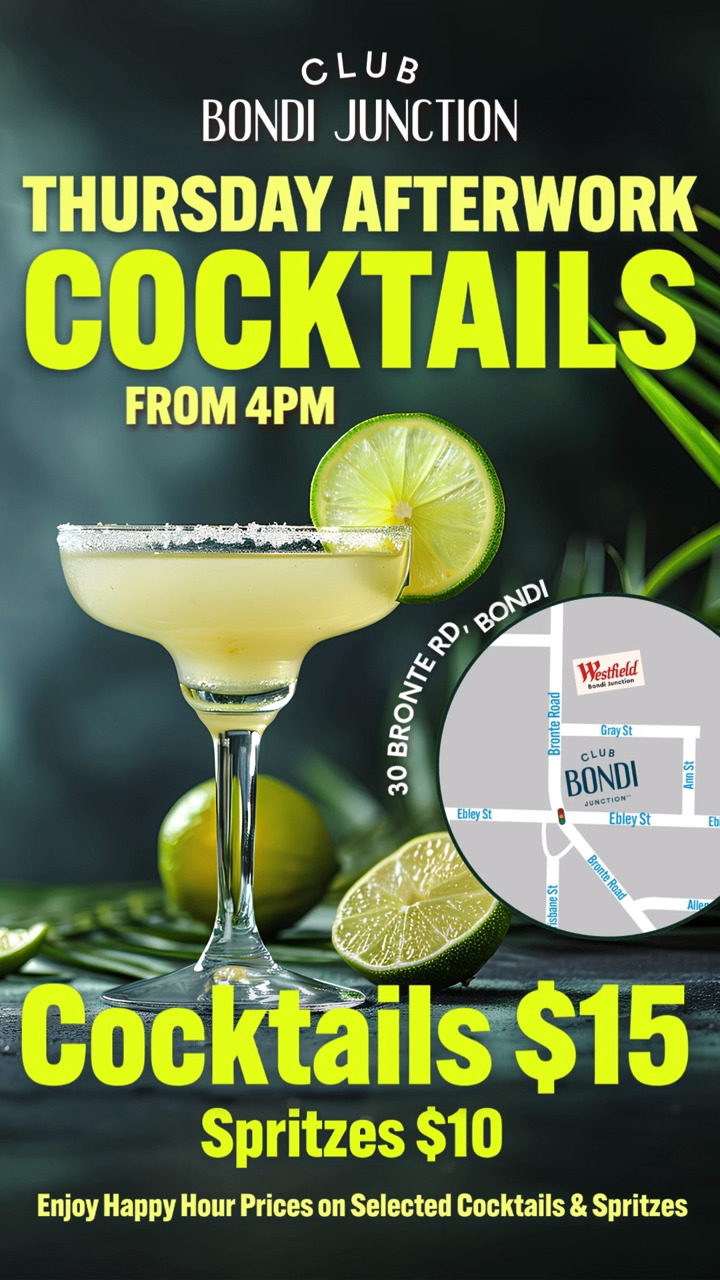 Featured image for “Thursday Afterwork Cocktails at Club Bondi Junction”