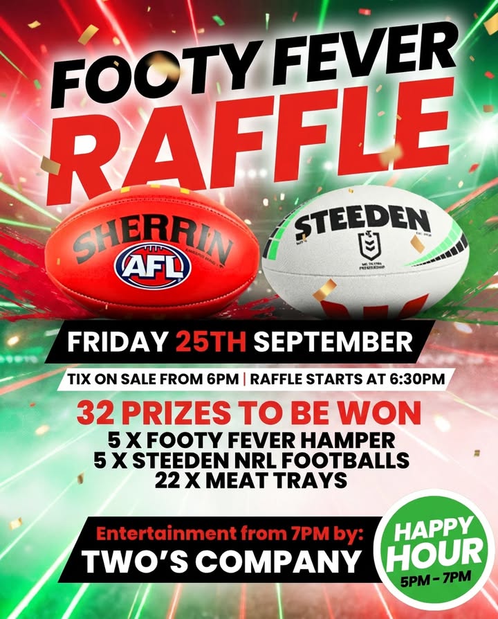 Featured image for “Footy Fever Raffle at Club Bondi Junction – Friday 25 September”